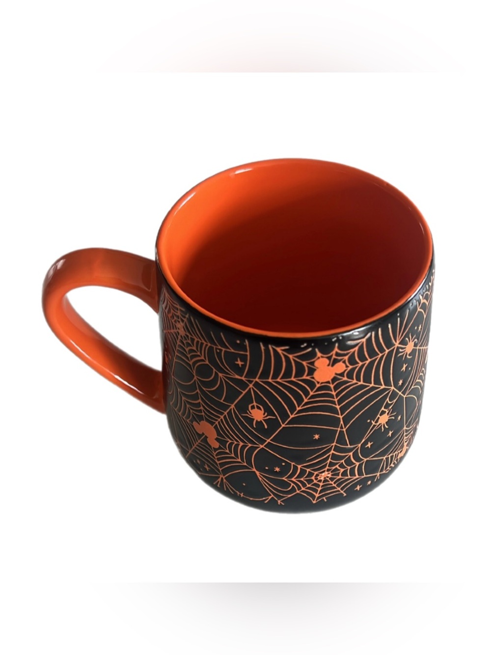 Disney Mickey Mouse Halloween Spider Web Spooky Black And Orange Mug Zrike Brand